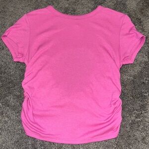 Pink Open Back Crop Shirt